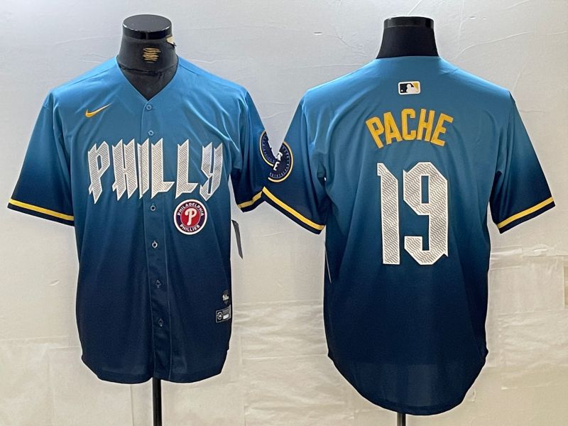 Men Philadelphia Phillies #19 Pache Blue City Edition 2024 Nike MLB Jersey style 4